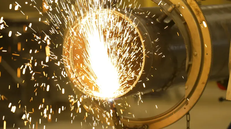 Welding sparks flying in the air.